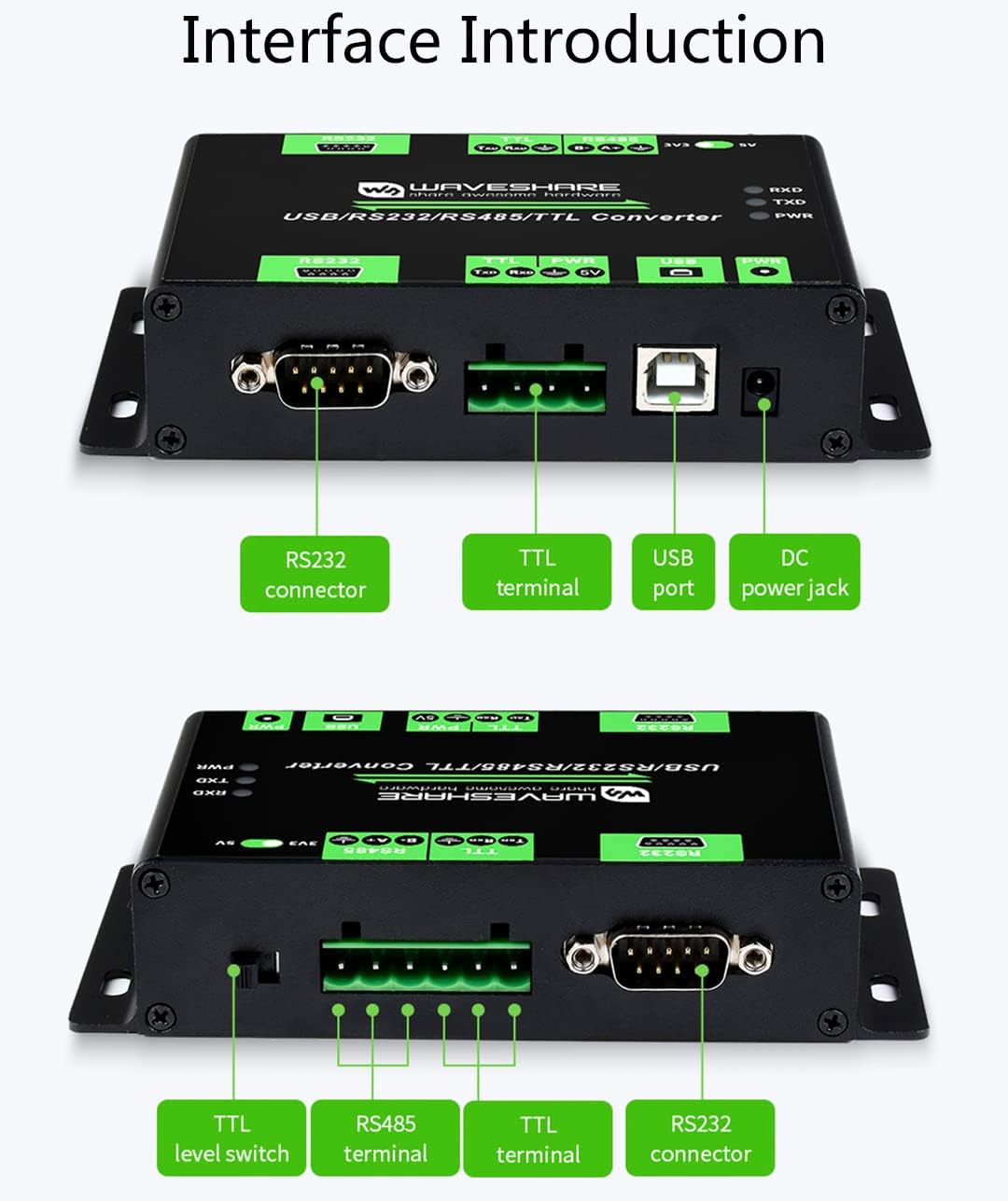 USB /RS232 /TTL to RS232 /485 /TTL Converter, Industrial Isolated Multi-Bus Adapter, Built-in Power Supply Isolation Digital Isolation Protection Circuits Support Windows 11 / 10/ 8.1/8 /7 /XP,etc