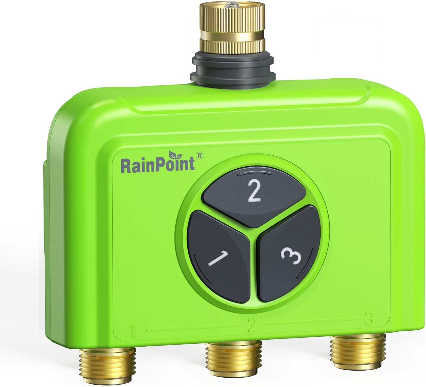 RAINPOINT 3-Zone WiFi Add-On Water Timer (Gateway Not Included), Brass Inlet/Outlet WiFi Hose Timer, Expands Smart Irrigation System, Works with RAINPOINT Home APP Series Gateway, Smart Watering