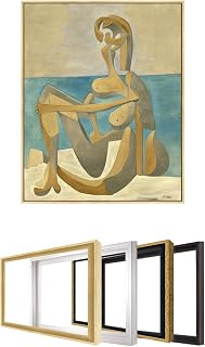 Pablo Picasso Seated Bather Fine Art Giclee Canvas Print, Framed in Solid Wood Floating Frame, Ready to Hang, Made in USA, Image Size 30x24 Framed Size Varies