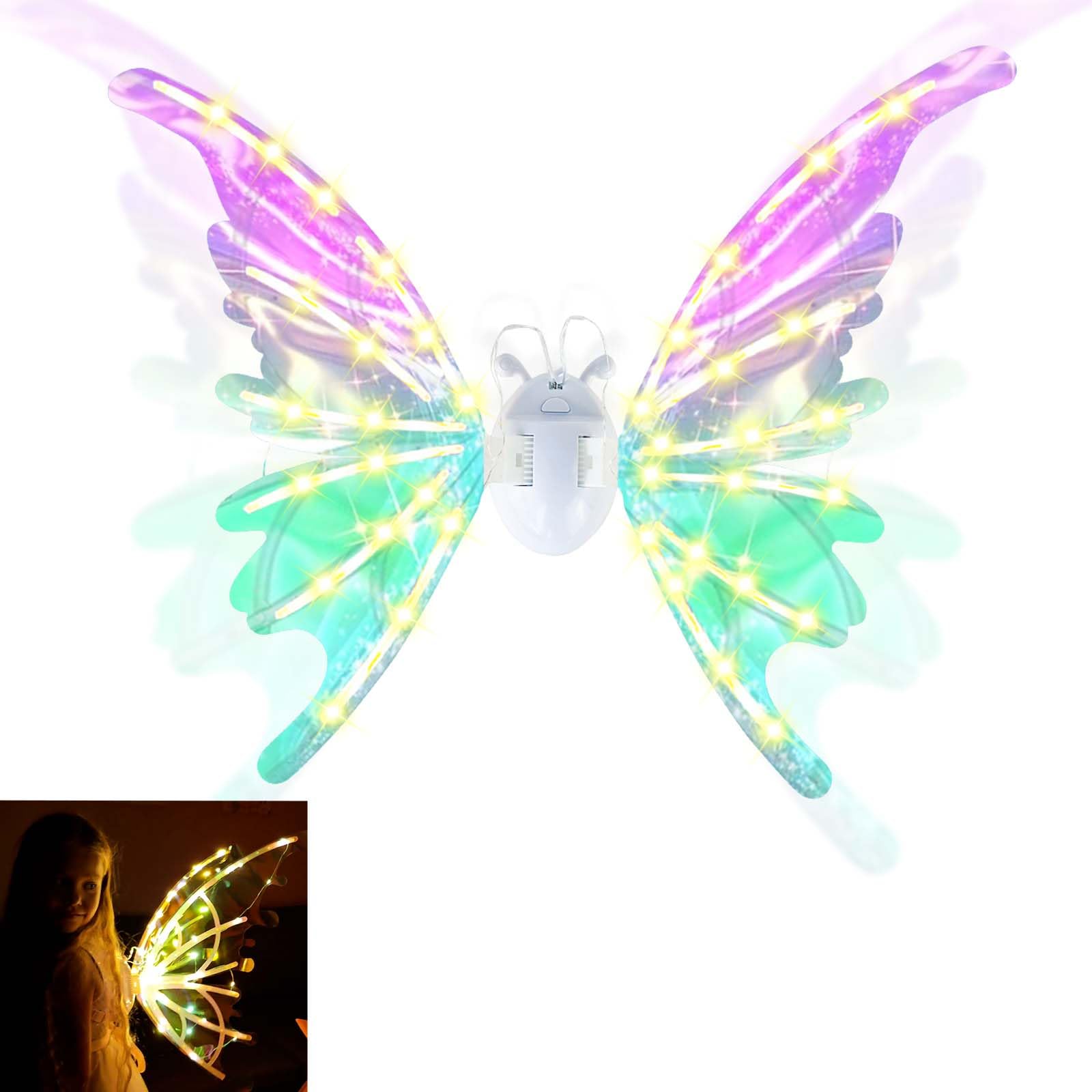 Kardeep Electric Fairy Butterfly Wings for Girls Adults, Light Up Butterfly Wings for Women, Iridescent Wing Dress Up for Dogs, Role Playing LED Wing