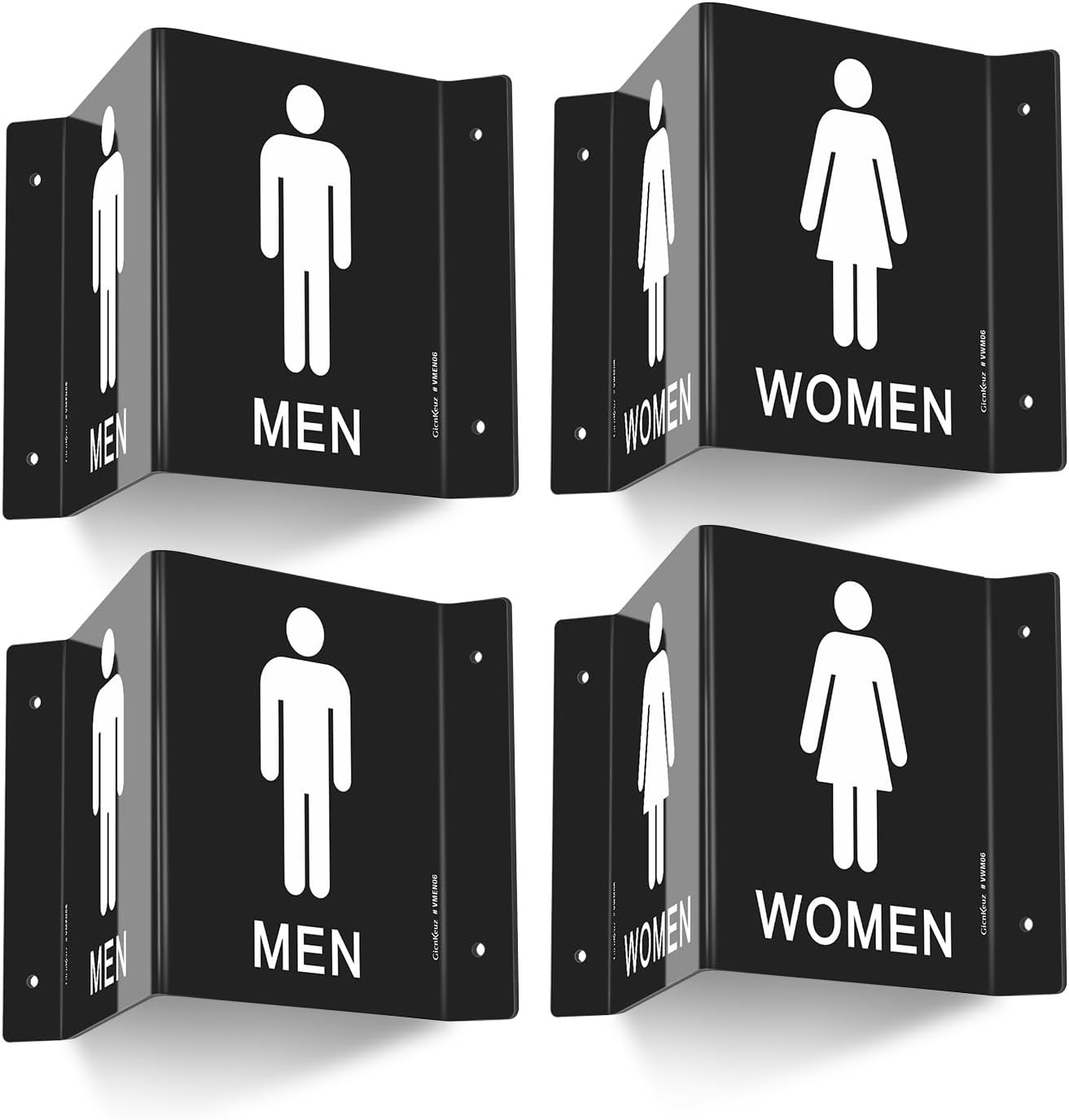 GicnKeuz Man and Women Bathroom Signs, 8" x 6" Restroom Signs, Two-Sided Acrylic V-Sign for Business or Office Bathroom and Toilet Door or Wall Décor, Including Screws, Easy to Install (4 Pack)