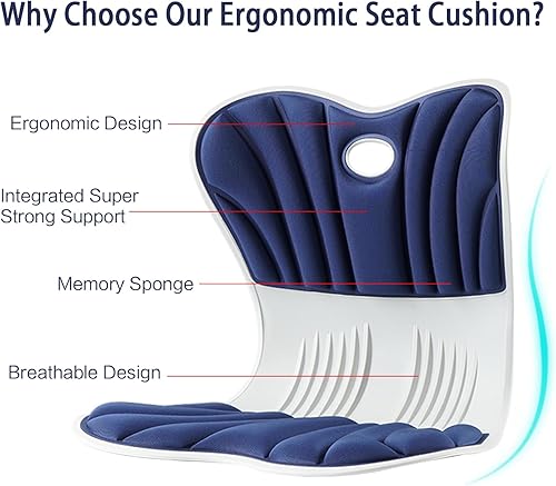 Miniatura 8 de Sorfia Soporte lumbar para silla, cojín ergonómico de apoyo lumbar para silla de oficina, coche, silla de lectura, silla de oficina, cojín de apoyo