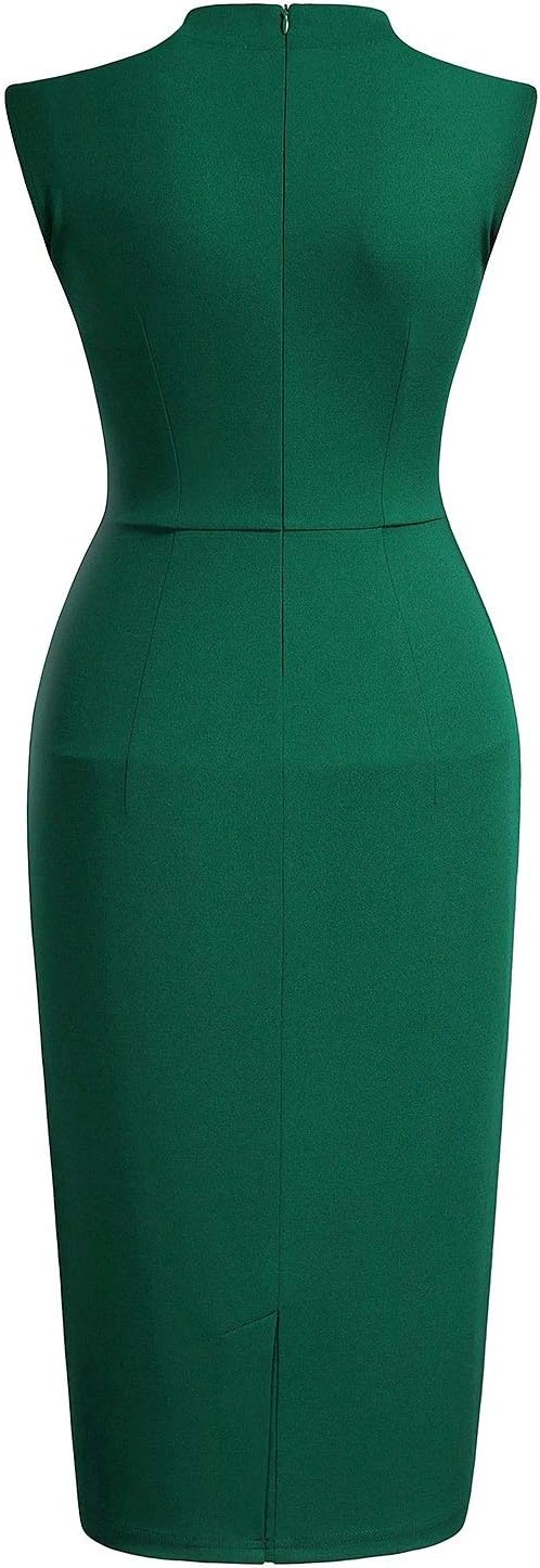 Miusol Women's Retro 1950s Style Half Collar Ruffle Cocktail Pencil Dress - Image 4