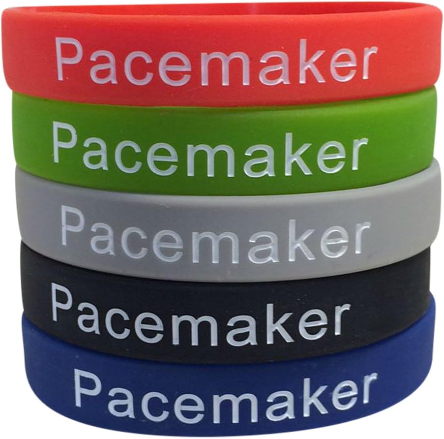 Pacemaker Bracelet Medical Alert Silicone Wristband(Pack of 5) Green, Grey, Blue, Black, Red
