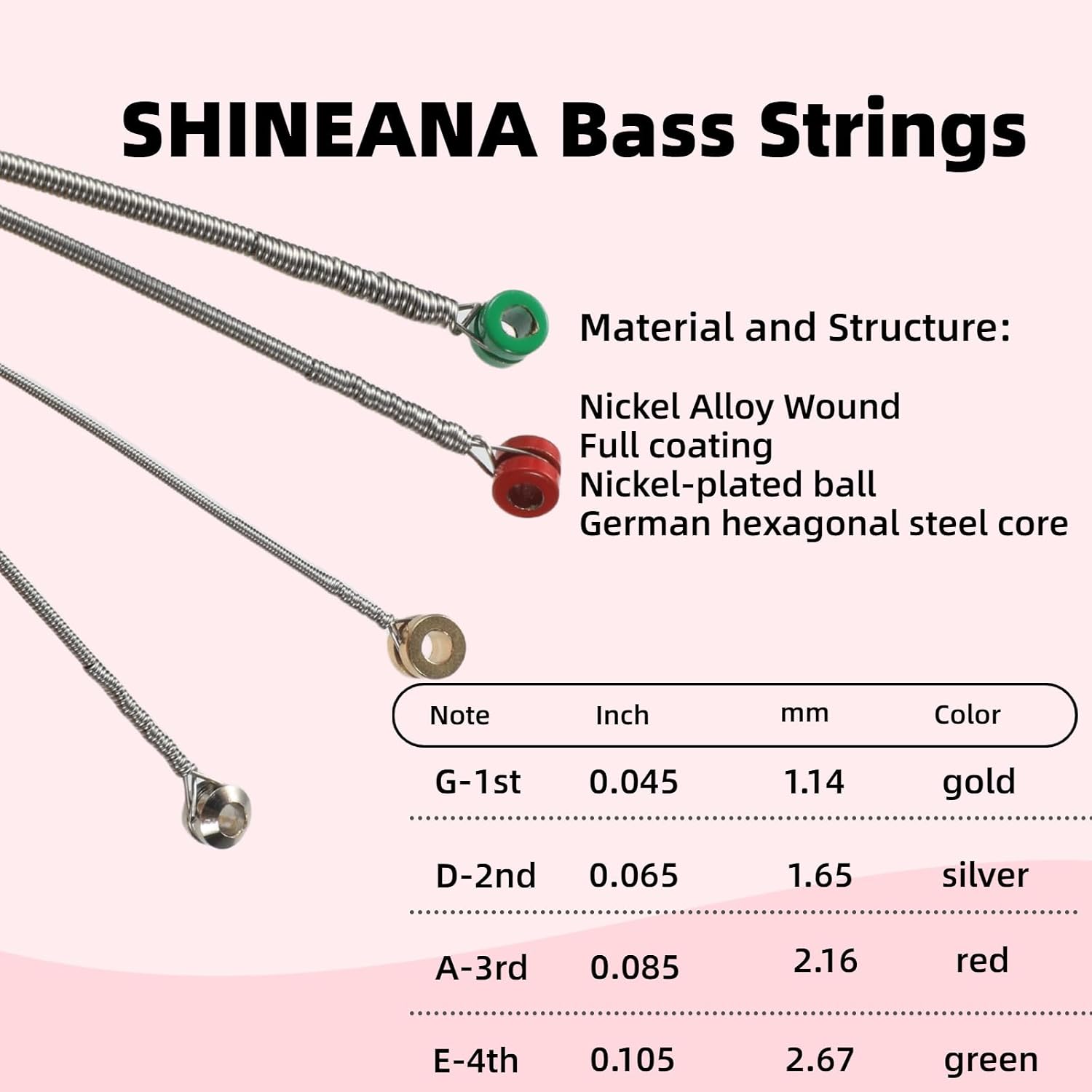 4-String Electric Bass Strings - Nickel Alloy Wound with German Hex Steel Core | Full Coated for Longevity | Vacuum Sealed (45-105 Medium) | Smooth Feel & Balanced Warm Tone