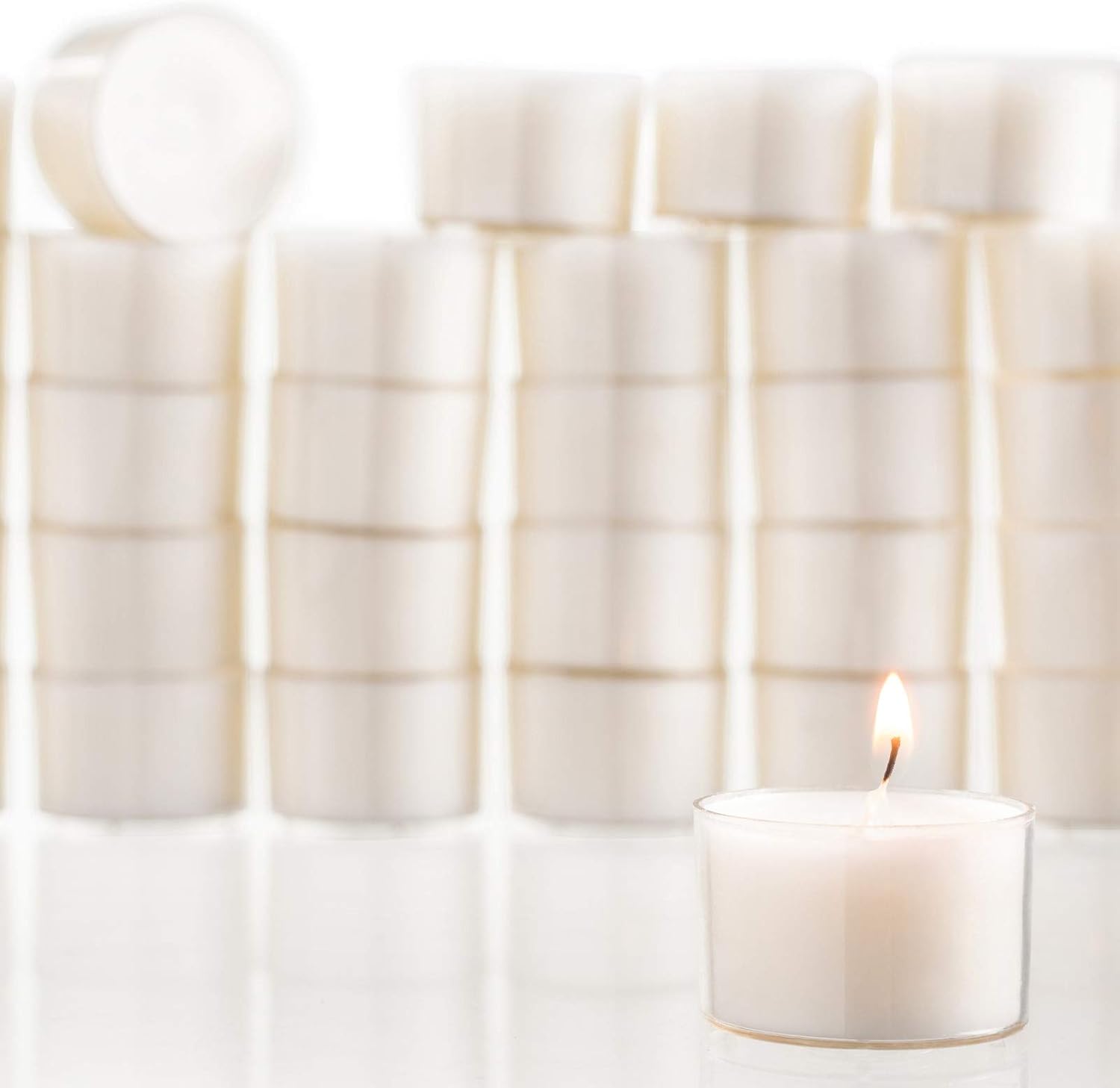 Stock Your Home White Unscented Tealight Candles (Set of 30) USA Made Classic Tea Lights with 8-Hour Burn Time Great for Home, Weddings, Parties, Special Occasions and Holiday Decorations (White)
