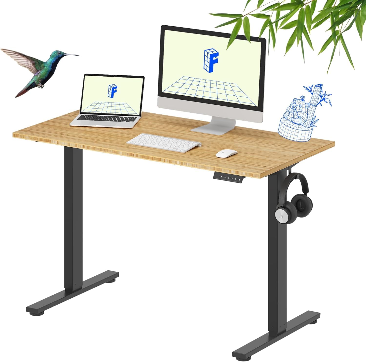 FLEXISPOT EN1 Whole-Piece Desktop Standing Desk 120 x 60 cm, Black