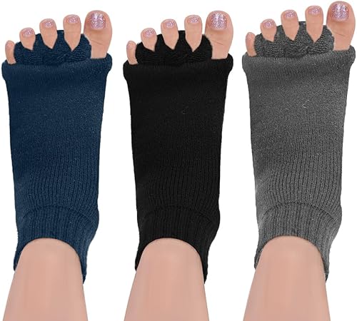 SPORCLO Calcetines separadores de cinco dedos para hombre, calcetines de yoga para alineación de pies, masaje de dedos espaciadores de dedos de los
