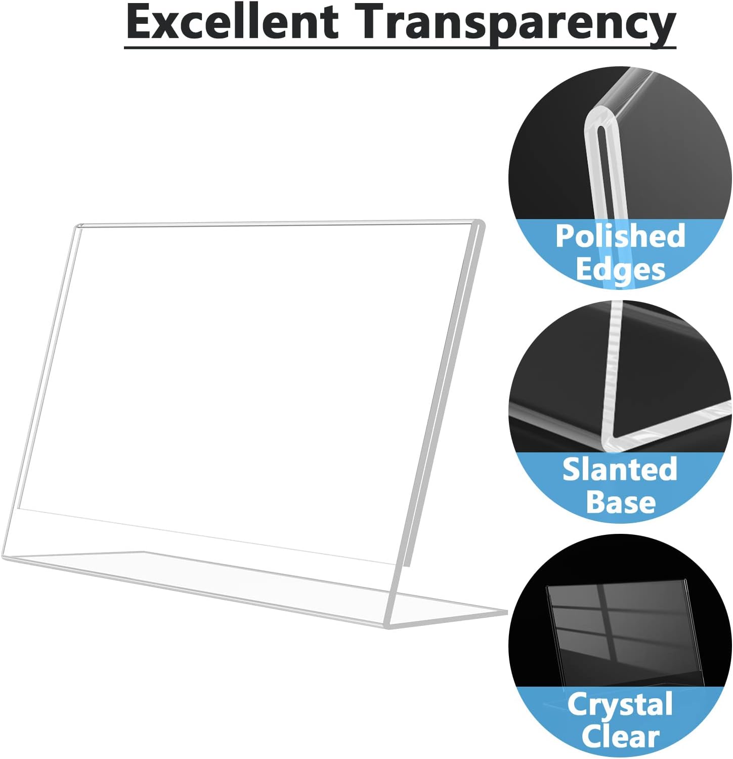 MaxGear Sign Holder 4X6 inches Slant Back Acrylic Sign Holders Plastic Display Stand Clear Paper Stand Tabletop Display for Office, Home, Store, Restaurant, 12 Pack