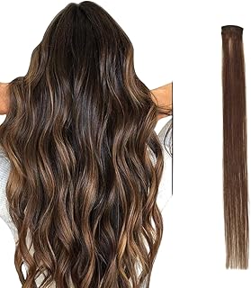 وصلات شعر ملونة بمشبك للنساء والفتيات من ون - وصلات شعر صناعية مفرودة ملونة للحفلات بالوان متعددة (22 انش - 60 سم) - بني فاتح - N10