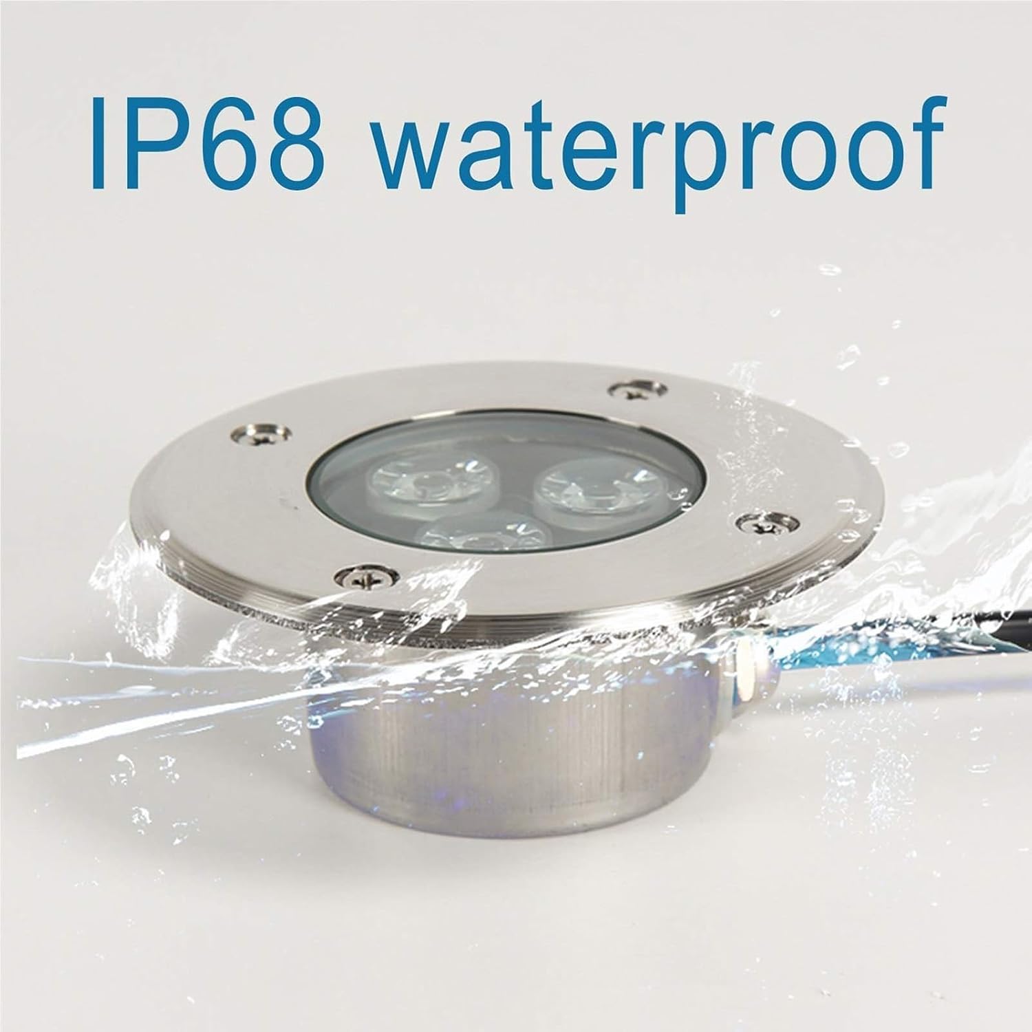 Recessed Underwater Spotlight - 3W Ring Fountain Light, IP68 Low Voltage Landscape Lights, Stainless Steel Lamp Body, LED Decking Light, for Garden Ground Outdoor Decks(Warm White,4PCS-12V)