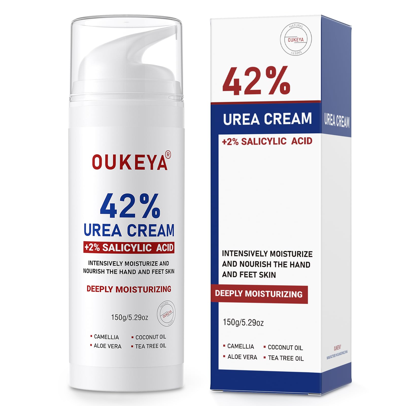 OUKEYA Urea Cream 42% plus Salicylic Acid 2% Body Cream for Foot & Hand Cream Intensive Repair Treatment for Cracked Skin on Hands, Heels, Elbows, and Feet - Relief for Dry Feet