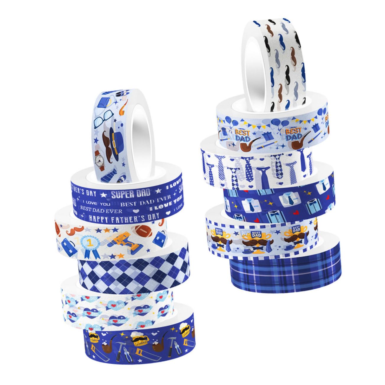 SHINEOFI 5 Set Nastro Di Rollio Trasparente Arcobaleno Journaling Carino Artigianato Padre Papà Creazione Diario Marrone Nastro Decorativo Artigianale Adesivi 12 * 5