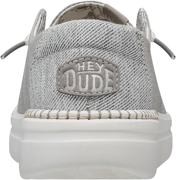 HEYDUDE Women's Wendy Rise Slip On Shoe, Lunar Rock Size 9 | Lightweight Platform Loafer with Elastic Laces and Foam Insole