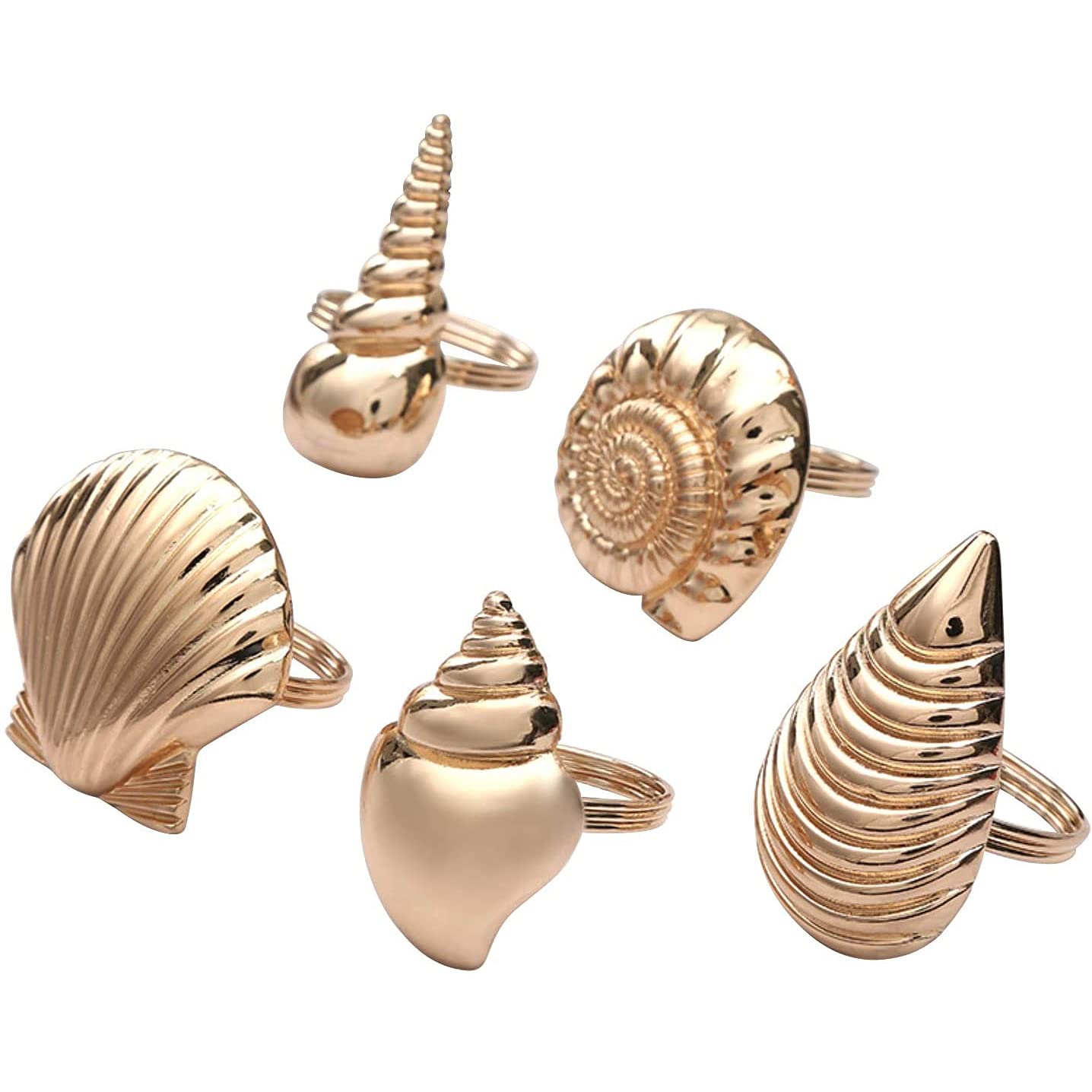 CTRLZS Coastal Theme Sea Shells Metal Napkin Rings for Weddings Receptions,Dinner Parties,Family Gatherings,Table Supplies