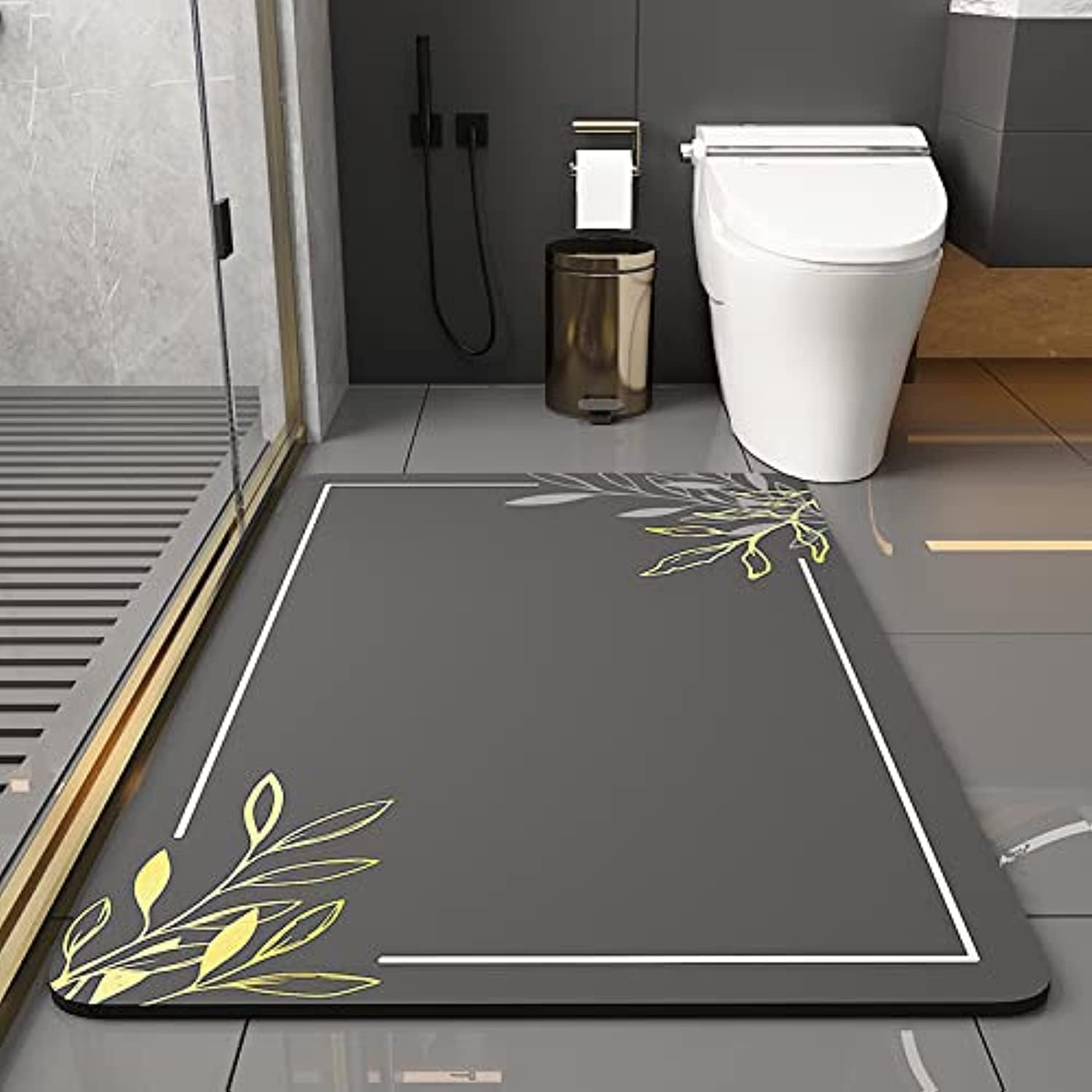 Bathroom Rug, Non-Slip Bathroom Floor Mats, Ultra Soft and Water Absorbent Bath Rugs, Washable Bath Carpet, Microfiber Dries Quickly, in Front of Bathtub,Sink (Dark gray)