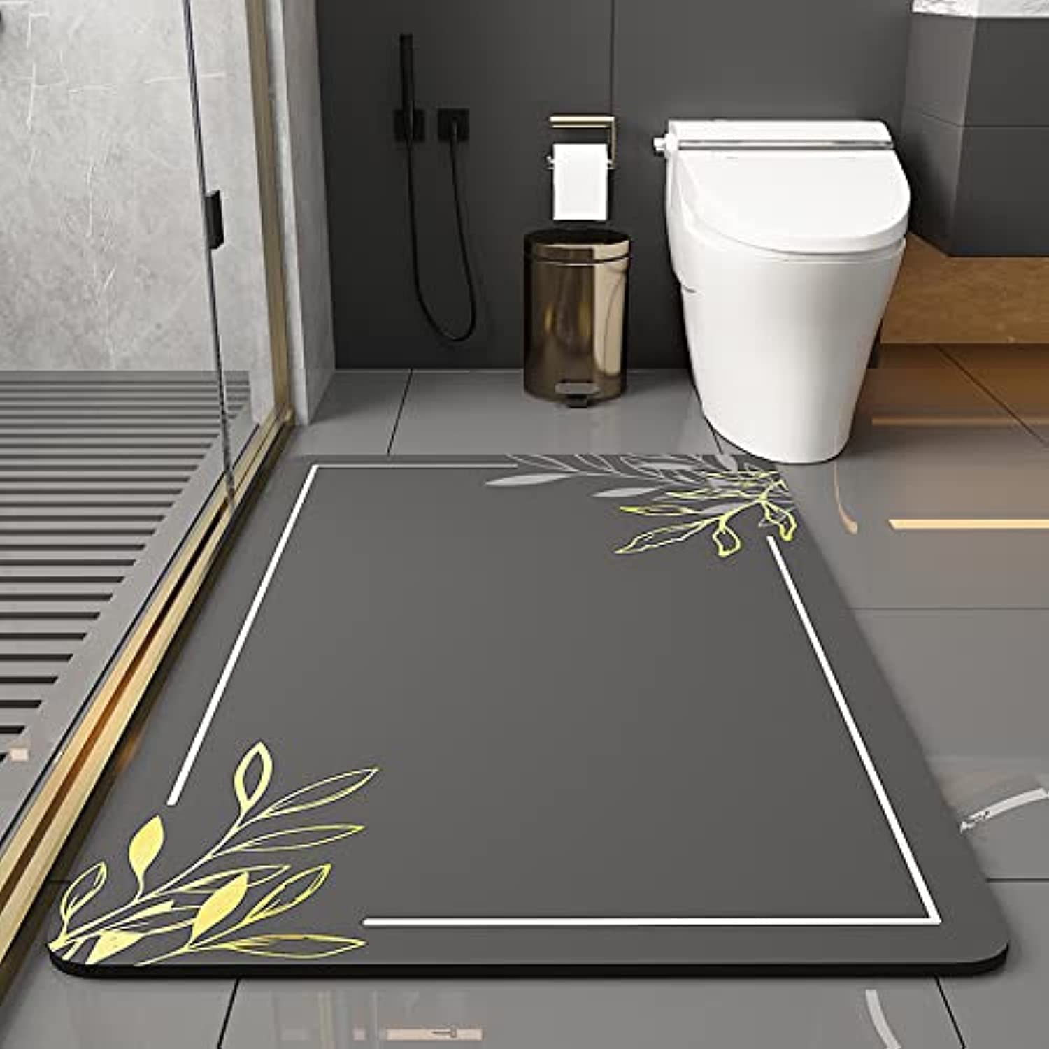 Bathroom Rug, Non-Slip Bathroom Floor Mats, Ultra Soft and Water Absorbent Bath Rugs, Washable Bath Carpet, Microfiber Dries Quickly, in Front of Bathtub,Sink (Dark gray)