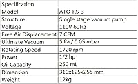 Vista 6 de ATO - Bomba de vacío de paletas rotativas de una etapa de 3 CFM/12 CFM, bomba de vacío monofásica universal, para aire acondicionado, refrigeración