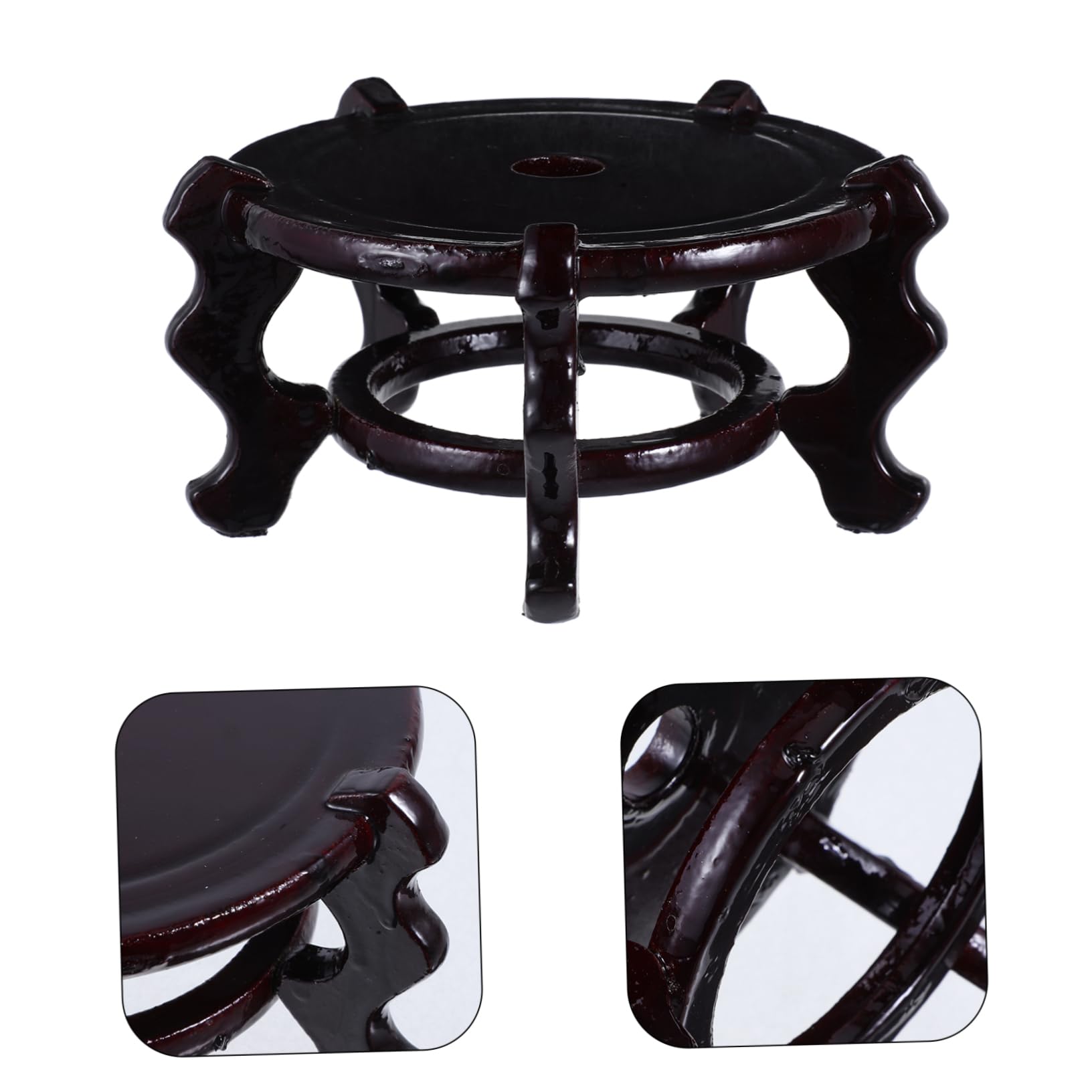VANZACK Soporte para Macetas Interior de Madera Maciza, Base Redonda para Jarrones y Flores, Diseño Oriental Creativo, Paquete de 2 Piezas para Decoración del Hogar