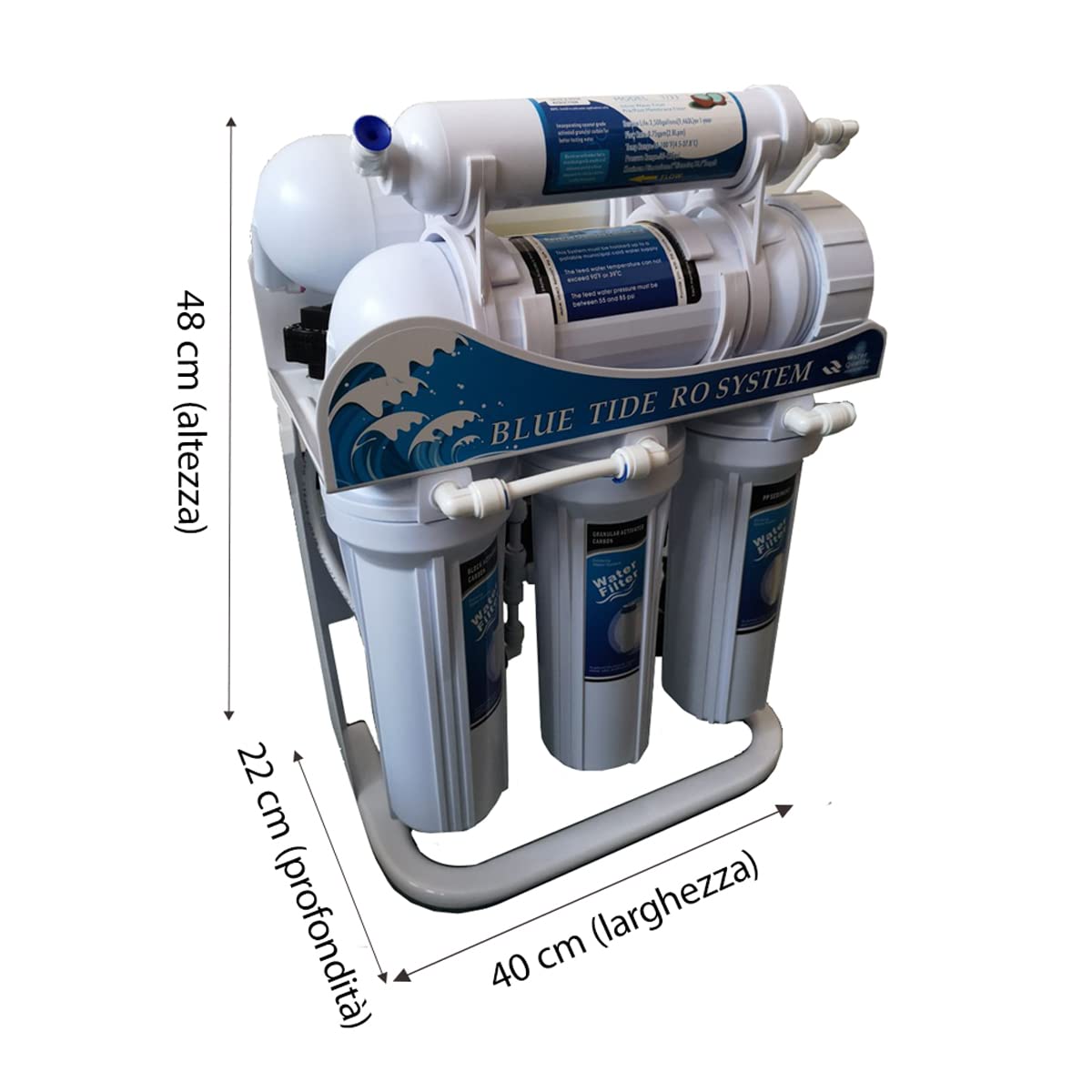 AcquaHOME® OSMOBASIC DIRECT DEPURATORE ACQUA OSMOSI INVERSA 400/600 GPD PRODUZIONE DIRETTA 1600/2400 L/GIORNO - 5 STADI (600 GPD - 2400 L/giorno)
