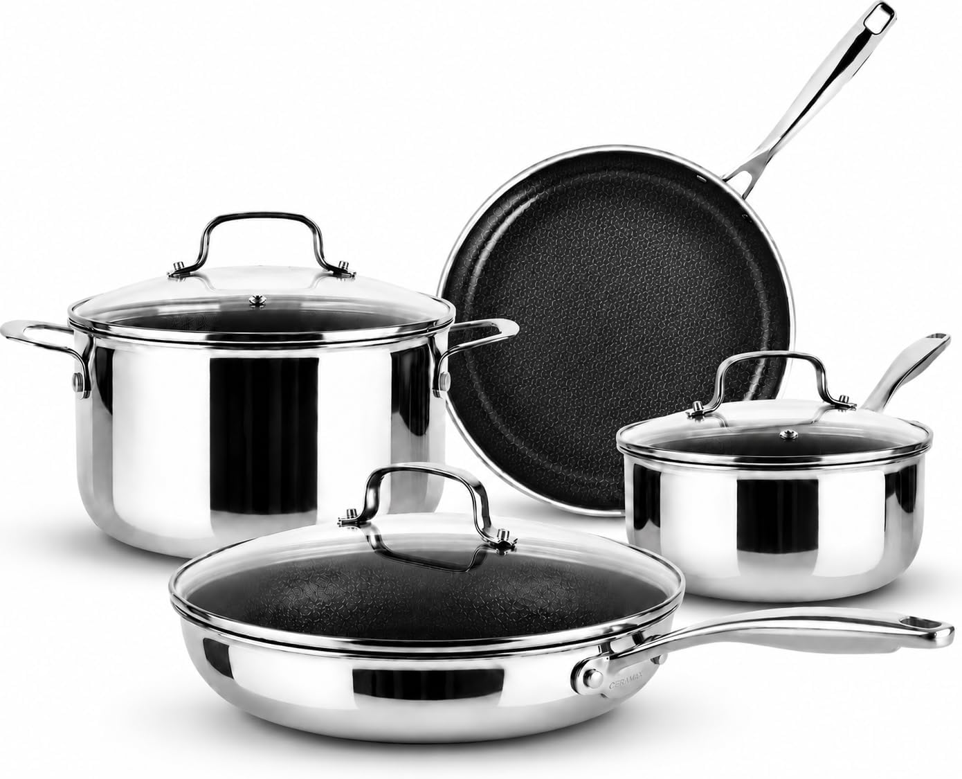 CERAMAX by GOTHAM STEEL 12 Pc Hybrid Tri Ply Stainless Steel Cookware Set