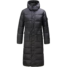 Mens Long Winter Puffer Coat with Hood Knee-length Outerwear Padded Coat Loose Quilted Length Down Jacket