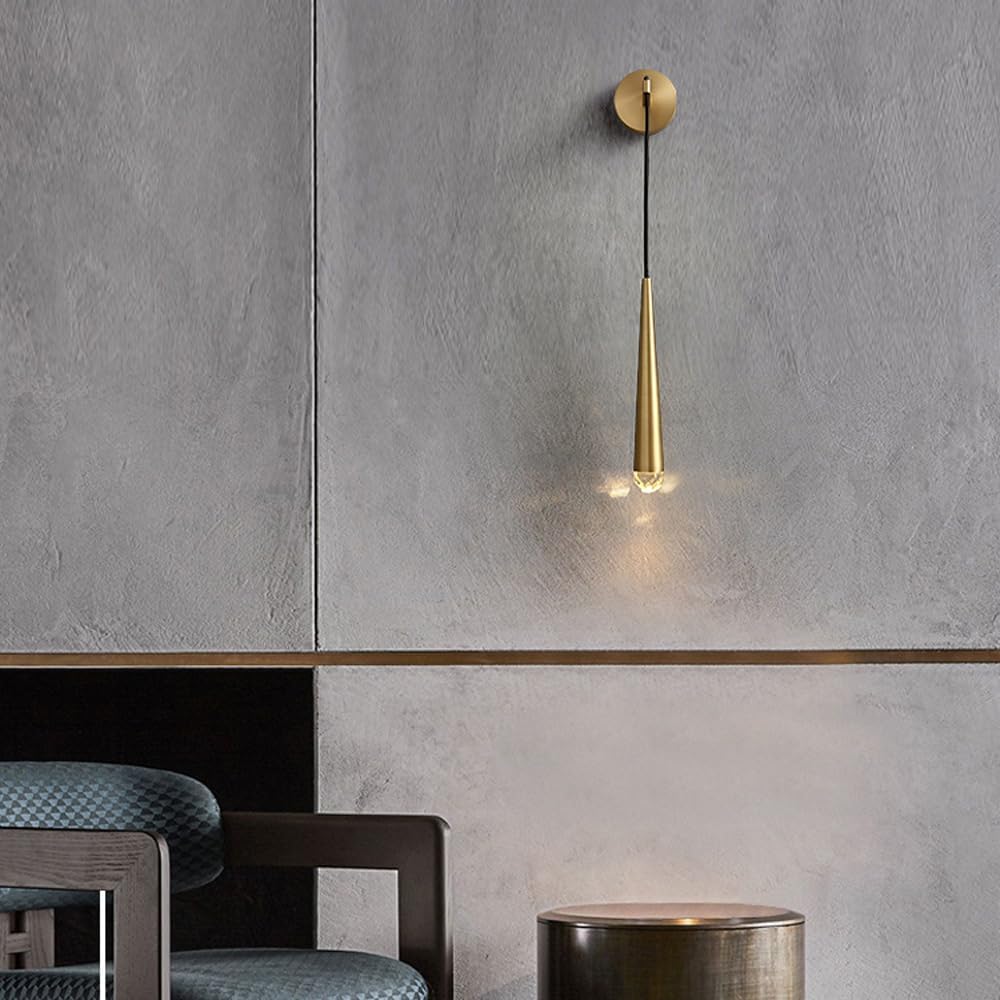 Modern Home Decoration LED Linear Wall Light Long Strip Wall Lamp Bar Indoor Mid Century Modern Glass Crystal Wall Sconce Antique Gold Bedside Lighting Fixture for Bedroom Bathroom Vanity