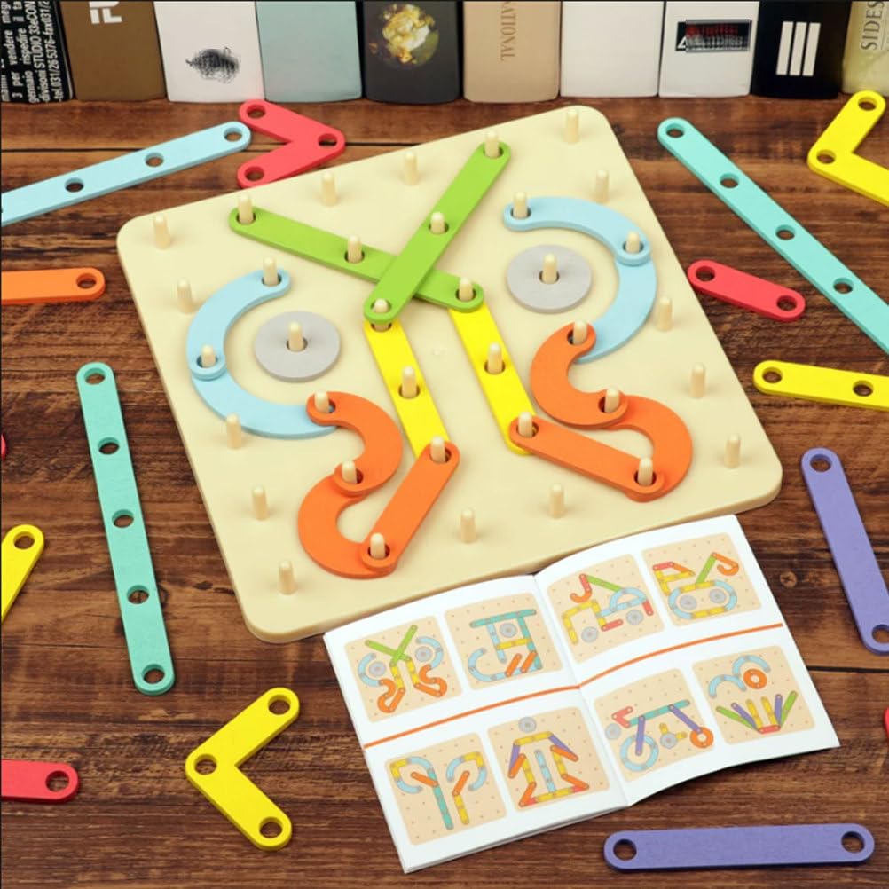 Giocattolo Puzzle Costruzione Lettere e Numeri su Tavoletta Legno Montessori
