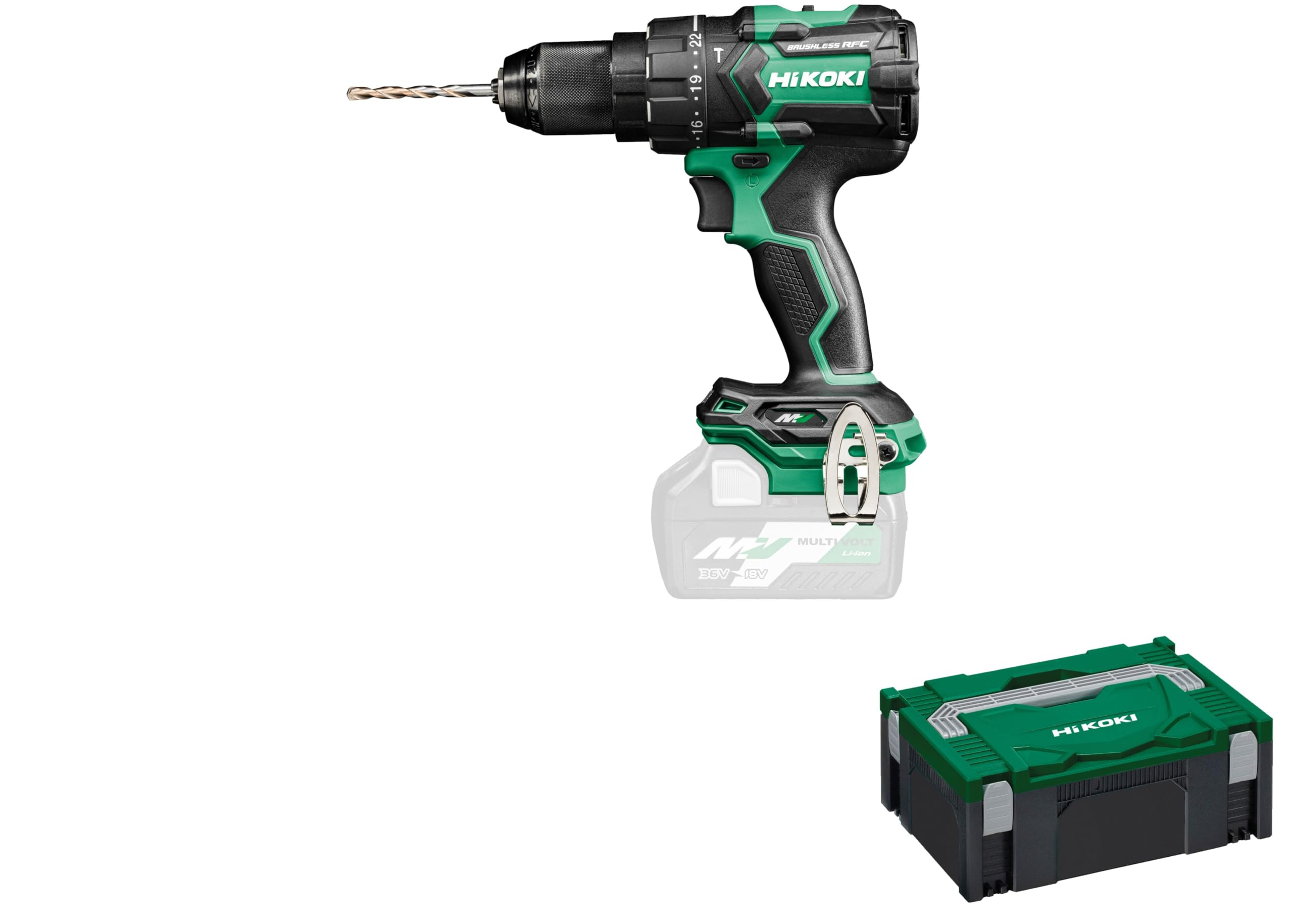 Hikoki Green Dv36dcw2z 36V Cordless Brushless Driver Drill With 155 Nm Tightening Torque And Reactive Force Control Technology