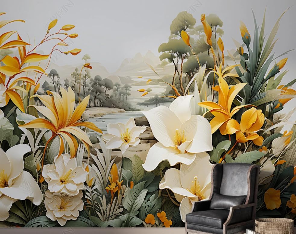 Papier peint plantes pour transformer un salon sombre en havre de paix