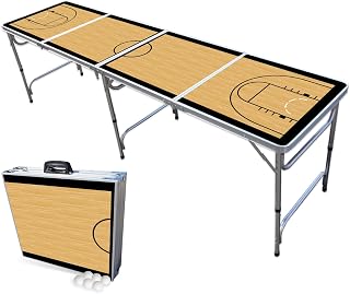 PARTYPONG 8-Foot Folding Beer Pong Table - Basketball Court Edition (Base Model)
