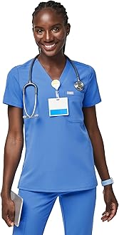 FIGS Catarina Scrub Tops for Women — Classic Fit, 1 Pocket, Four-Way Stretch, Anti-Wrinkle Women’s Medical Scrub Top