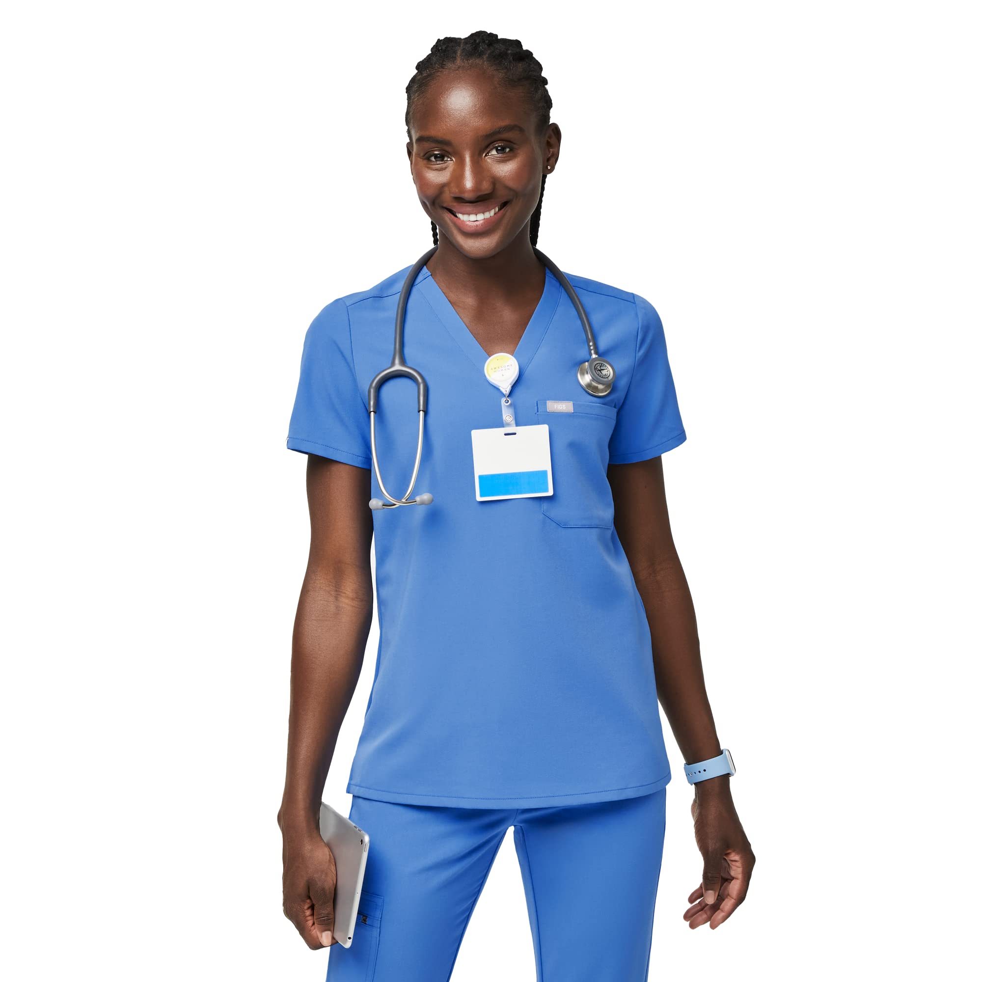 FIGS Catarina Scrub Tops for Women — Classic Fit, 1 Pocket, Four-Way Stretch, Anti-Wrinkle Women’s Medical Scrub Top