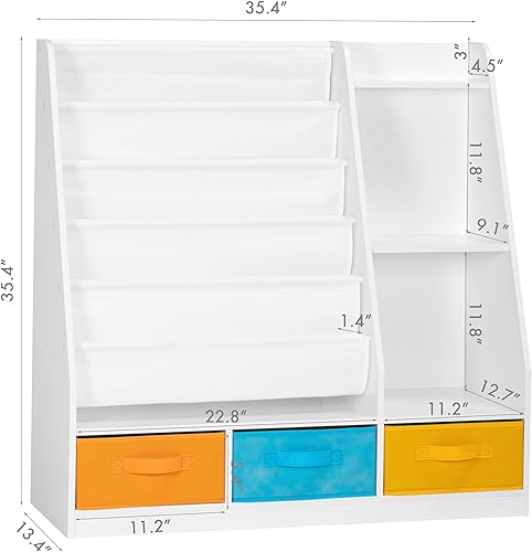 Miniatura 2 de UTEX Estantería infantil de 5 niveles con cubos de almacenamiento, estantería de madera para niños, estante Montessori para niños pequeños, aula,