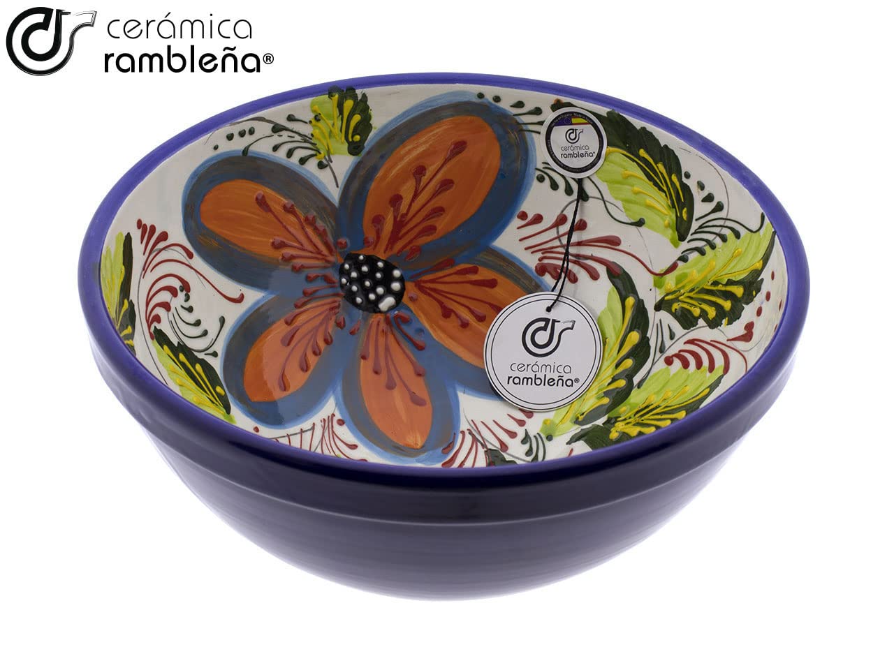 Céramique RAMBLEÑA | Saladier céramique | Saladier original | Saladier cuisine | Modèle 19 | 100 % Décoration à la main | 27 x 27 x 12 cm
