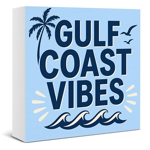 Beach Coastal Decor Cule Coast Vibes Wooden Box Block Sign