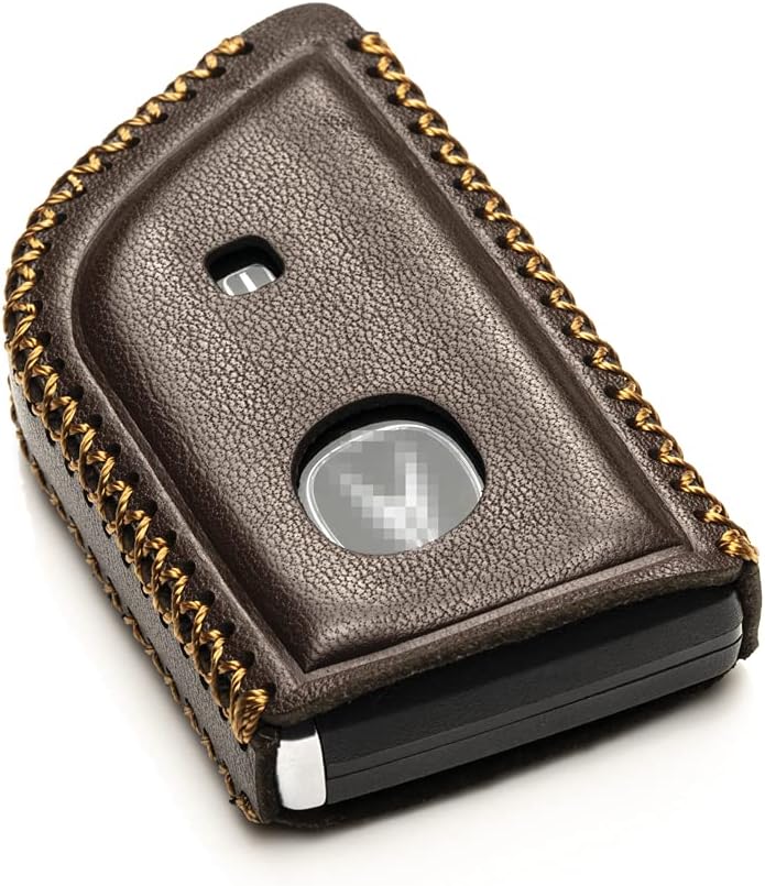 Vitodeco Genuine Leather Smart Key Fob Case with Leather Key Strap Compatible for Acura MDX, Acura RDX 2022 -2023 (4-Button, Brown)