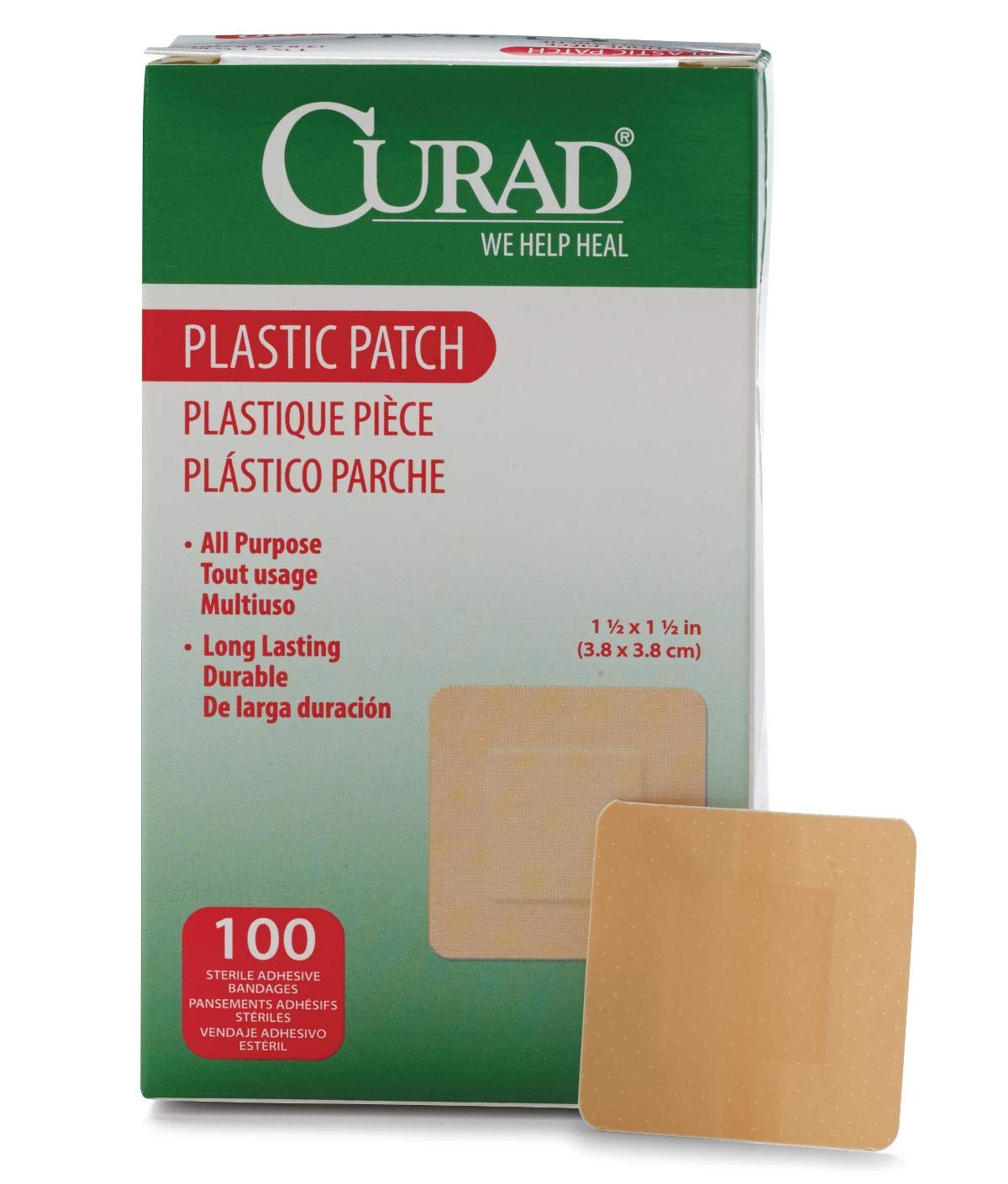 CURAD Plastic Adhesive Bandages, 1.5" x 1.5", Not Made from Natural Rubber Latex, Pack of 1200
