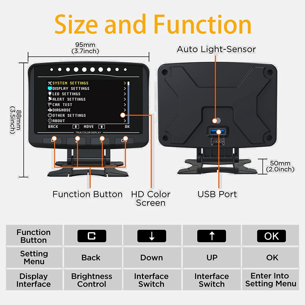 X50 Car OBD2 HUD Gauge Meter Multi Functional Digital Dashboard Computer Display Coolant Oil Temp Turbo Boost