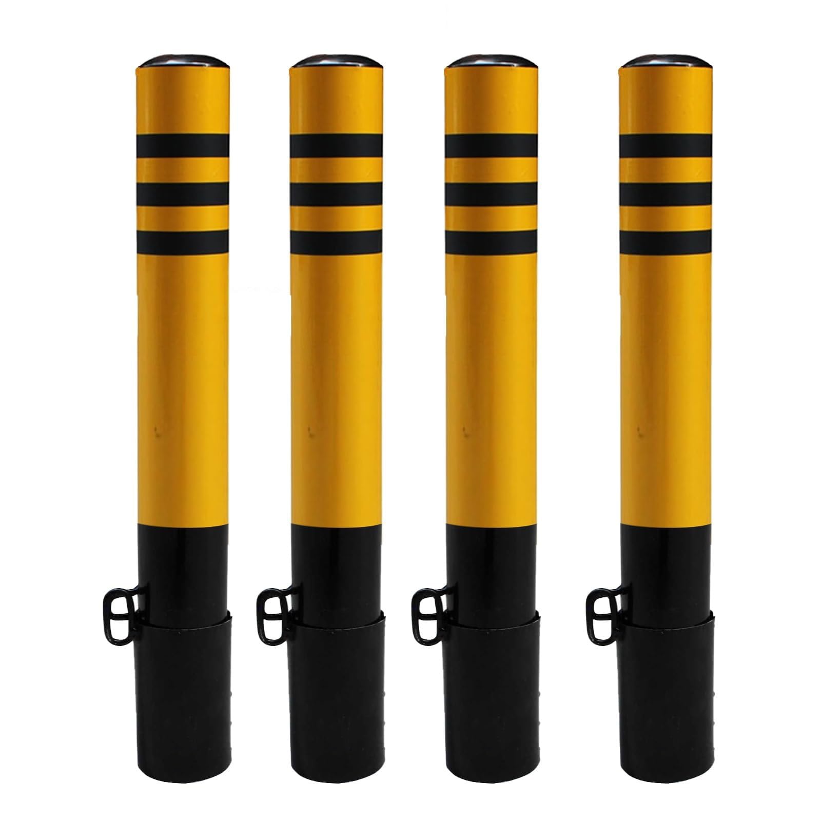 HCZKIUJY Removable Safety Bollard Posts with Embedment Sleeves for Easy Installation in Parking, Driveways, and Road Safety (Yellow (4pcs) 75cm/29.5in)