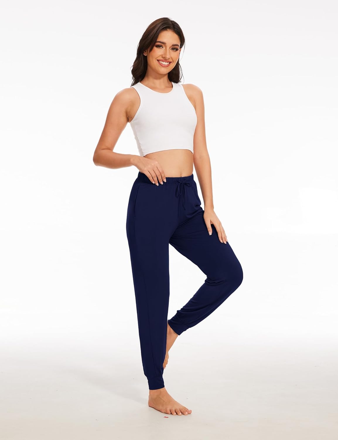 Bamboo Viscose Pajama Bottoms Women Drawstring Waist Pajama Pants with Pockets - Image 4