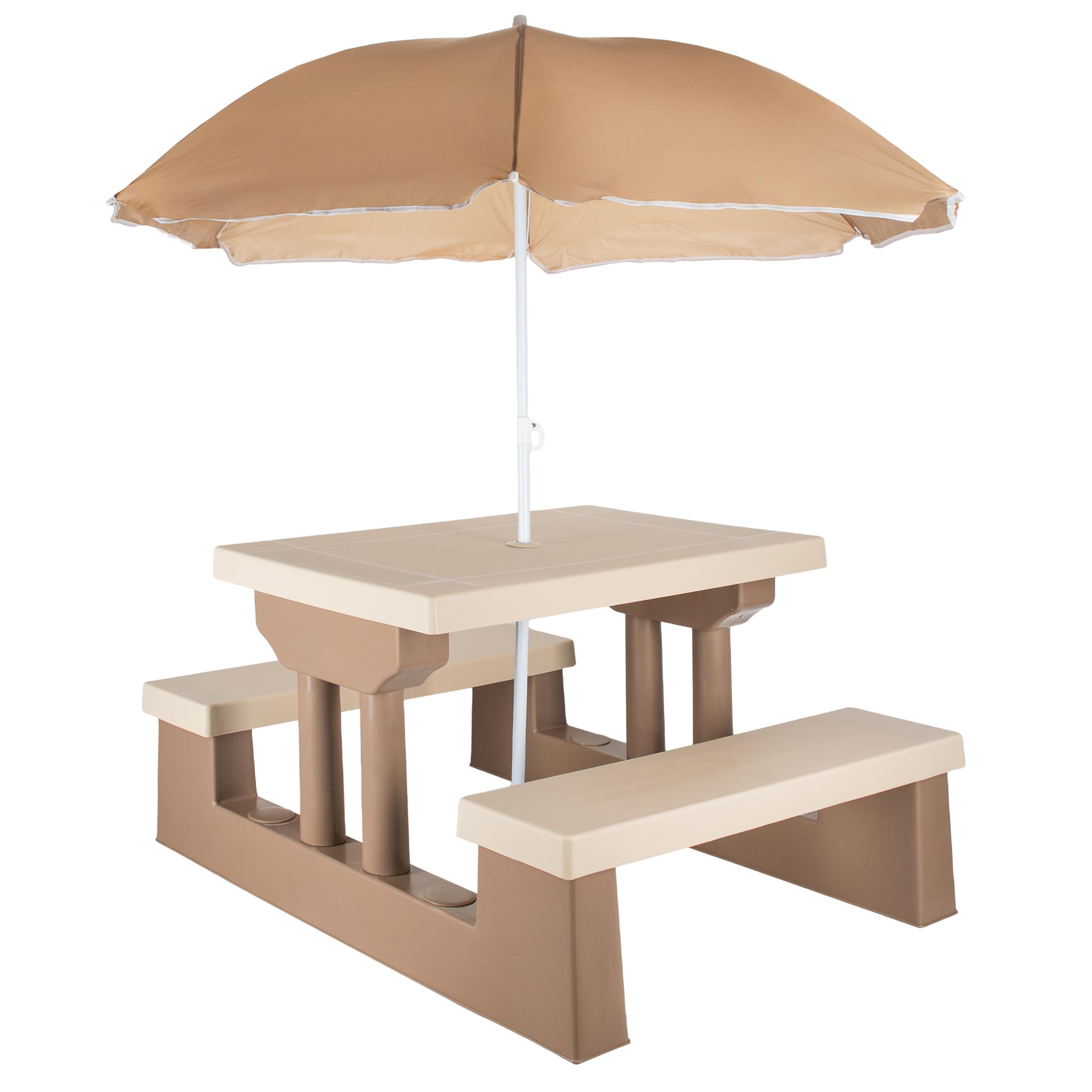 COIL Mobilier de jardin pour enfants - Table avec parasol et bancs intégrés - Ensemble de mobilier de plein air pour enfants à partir de 3 ans