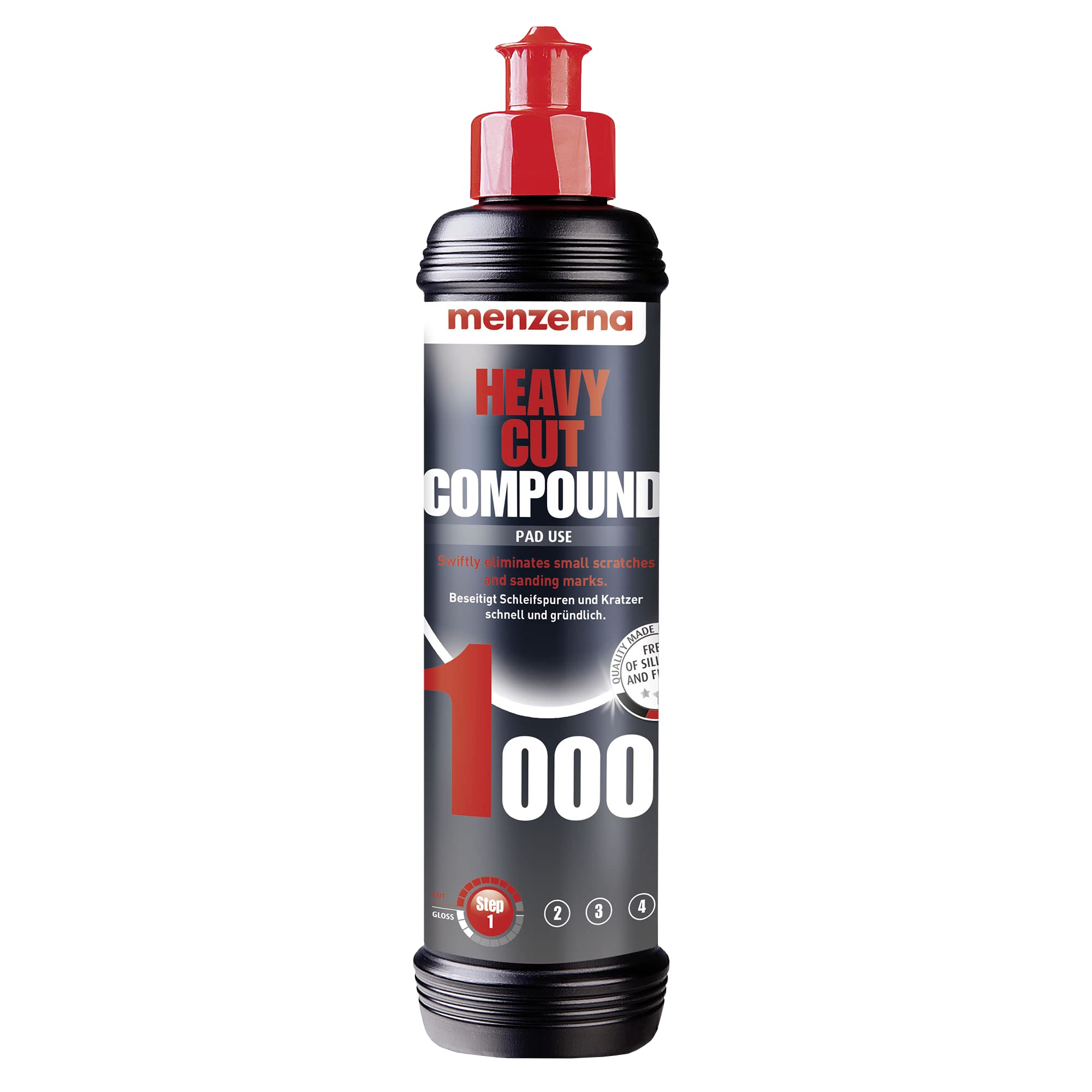 Menzerna Auto Polituren Set: Menzerna Heavy Cut Compound 1000 + Medium Cut Polish 2500 + Super Finish Plus 3800, 250ml + Ceramic Spray Sealant Protection 0,5L + 4x Mikrofasertuch 40x40cm, 550GSM