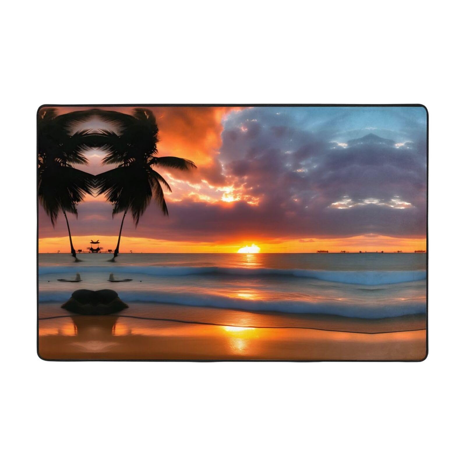 Tapis de plage coucher de soleil idéal pour sécuriser le sol de la chambre