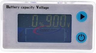 Battery Monitor, 10-100V Digital Battery Capacity Tester, Percentage Level Voltage Temperature Switch Meter Gauge 48V LCD Display Marine RV Battery Power Indicator Panel (12V)
