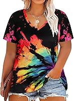 CARCOS Women's Plus Size V-Neck Tunic Tops Short Sleeve Blouses Floral Animal Print XL-5X