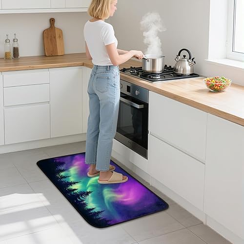 Miniatura 2 de Tapete de cocina con aurora, antideslizante, absorbente, para entrada, baño, garaje, decoración del hogar, interior y exterior, 39 x 20 pulgadas