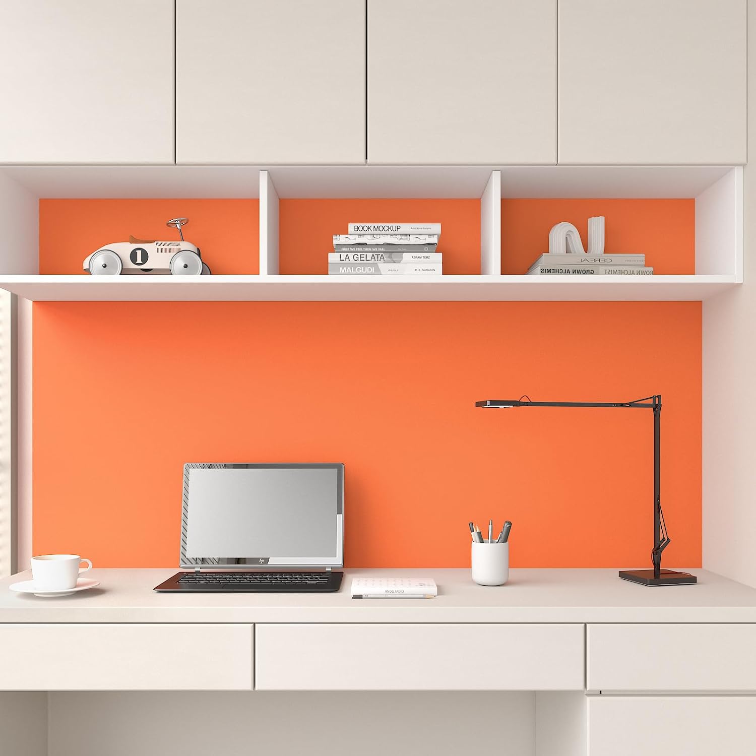 Matte Orange Peel and Stick Wallpaper 15.7"x472" Self Adhesive Orange Contact Paper for Bedroom Bathroom Waterproof Removable Solid Color Wall Paper Modern Stick on Vinyl Wrap for Cabinets