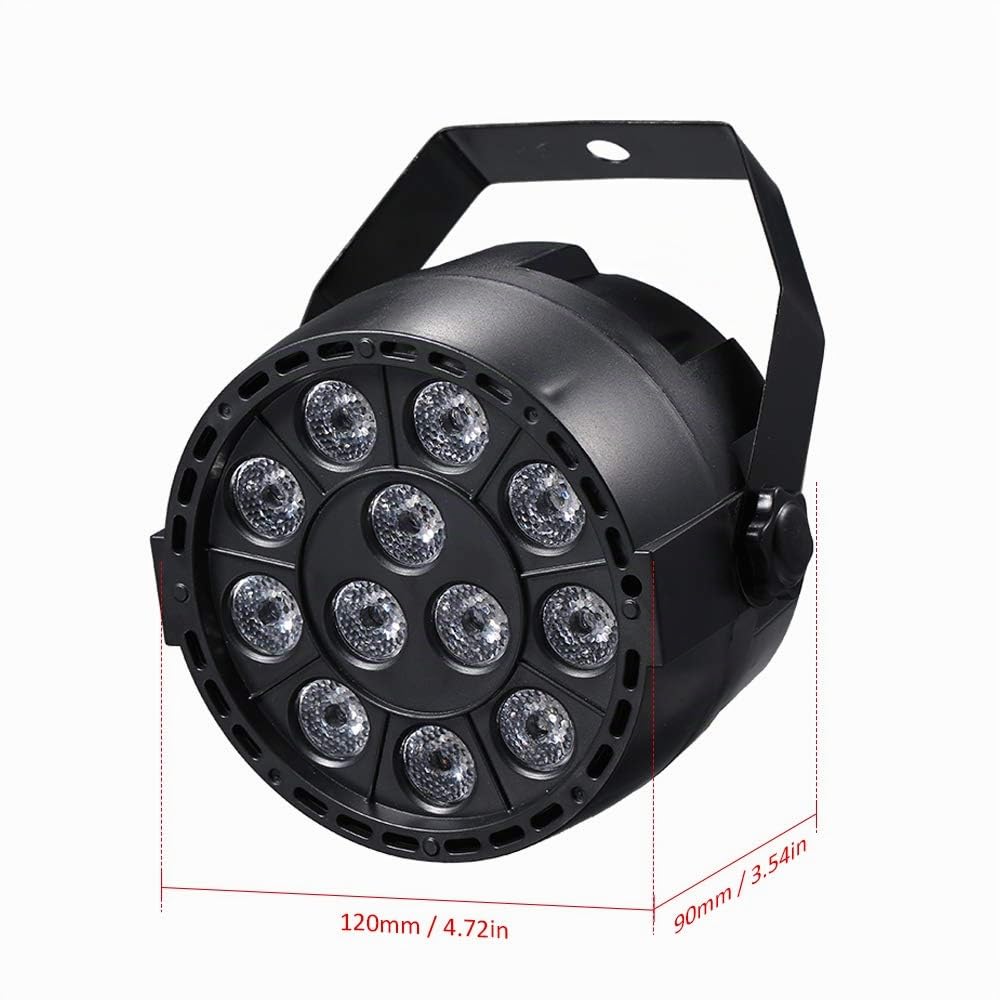 Lixada AC 90-240 V 12 LED Par Lights 8 canaux RGBW Éclairage de scène avec mode stroboscopique DMX et son actif pour discothèque, fête, Noël, lavage mural (2 pièces)