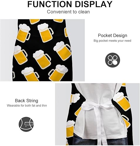 Miniatura 6 de Delantal ajustable para hombre, impermeable, babero de bolsillo grande para pintar talleres y tareas de barbacoa